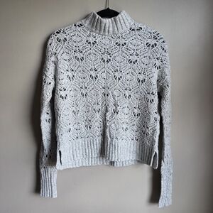 American Eagle Womens Pullover Open Stitch Gray Sweater Long Sleeve Size M